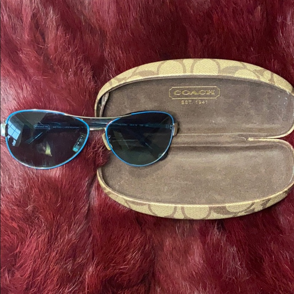 Blue Coach Aviator Sunglasses
